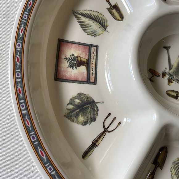 Eurita divided platter veggie cups & dip serving tray plate 14” - Picture 3 of 7